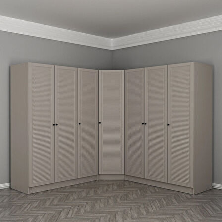 Kale 7 Kapaklı 4 Çekmeceli Köşe Dolap Kumtaşı Mebran Panjur 210CM