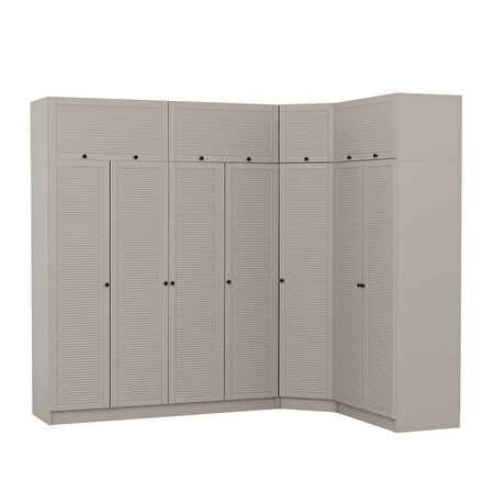 Kale 7 Kapaklı 2 Çekmeceli Köşe Dolap + Yüklük Kumtaşı Mebran Panjur 255CM