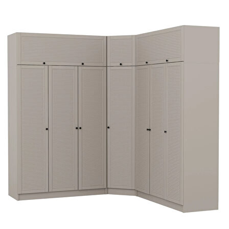 Kale 7 Kapaklı 4 Çekmeceli Köşe Dolap + Yüklük Kumtaşı Mebran Panjur 255CM