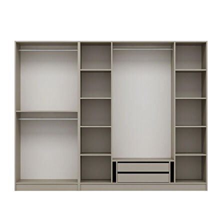 Kale 6 Bölmeli 2 Çekmeceli Giyinme Dolabı Kumtaşı 190CM