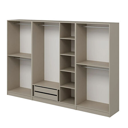 Kale 7 Bölmeli 2 Çekmeceli Giyinme Dolabı Kumtaşı 190CM