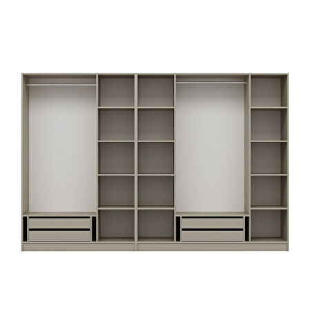 Kale 7 Bölmeli 4 Çekmeceli Giyinme Dolabı Kumtaşı 190CM