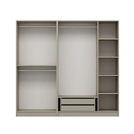 Kale 5 Bölmeli 2 Çekmeceli Giyinme Dolabı Kumtaşı 210CM