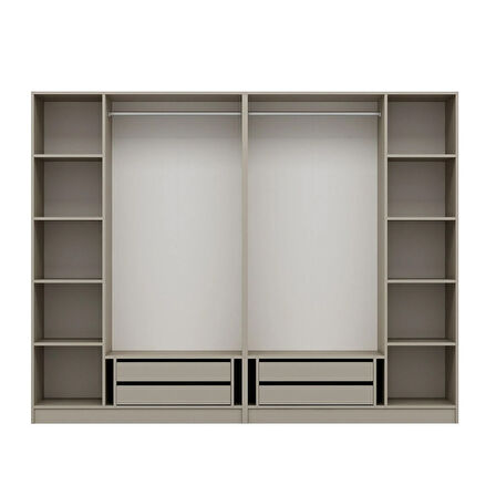 Kale 6 Bölmeli 4 Çekmeceli Giyinme Dolabı Kumtaşı 210CM