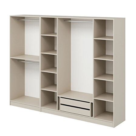 Kale Plus 6 Mebran Kapaklı 2 Çekmeceli Dolap Kumtaşı Mebran 190CM