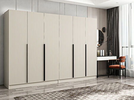 Kale Plus 6 Mebran Kapaklı 4 Çekmeceli Dolap Kumtaşı Mebran 190CM