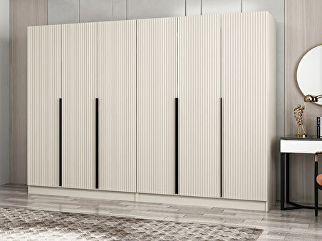 Kale Plus 6 Mebran Kapaklı 4 Çekmeceli Dolap Kumtaşı Mebran 190CM