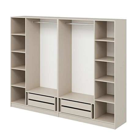 Kale Plus 6 Mebran Kapaklı 4 Çekmeceli Dolap Kumtaşı Mebran 190CM