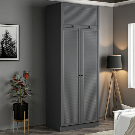 Kale 2 Mebran Panjur Kapaklı Dolap Ve Yüklük Antrasit 235CM