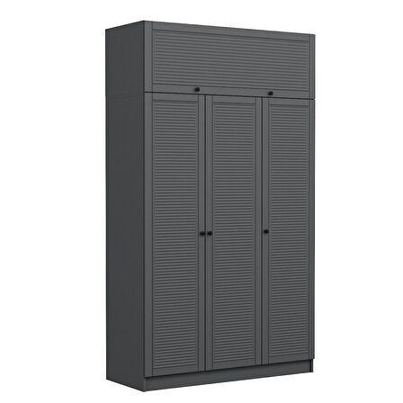 Kale 3 Mebran Panjur Kapaklı 2 Çekmeceli Dolap Ve Yüklük Antrasit 235CM