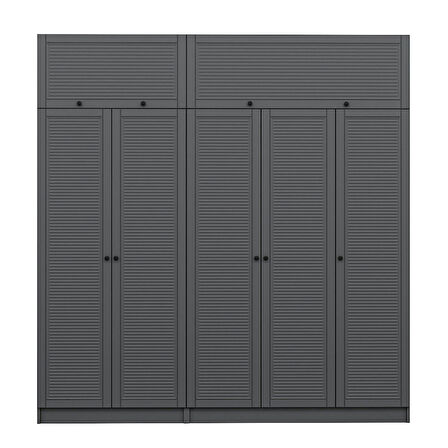 Kale 5 Mebran Panjur Kapaklı 2 Çekmeceli Dolap Ve Yüklük Antrasit 235CM