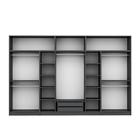 Kale 8 Mebran Panjur Kapaklı 2 Çekmeceli Dolap Ve Yüklük Antrasit 235CM