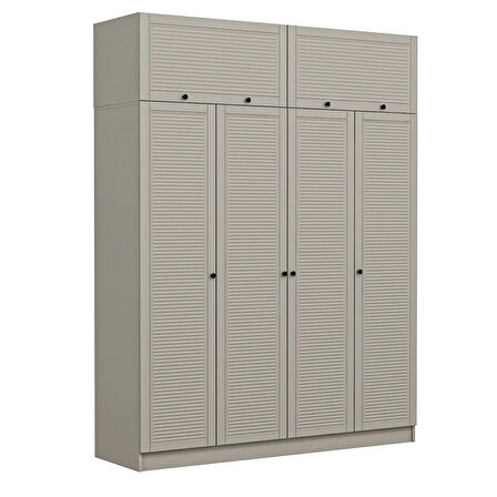 Kale 4 Mebran Panjur Kapaklı 2 Çekmeceli Dolap Ve Yüklük Kumtaşı 235CM