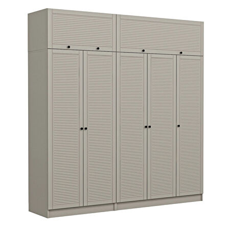 Kale 5 Mebran Panjur Kapaklı 2 Çekmeceli Dolap Ve Yüklük Kumtaşı 235CM