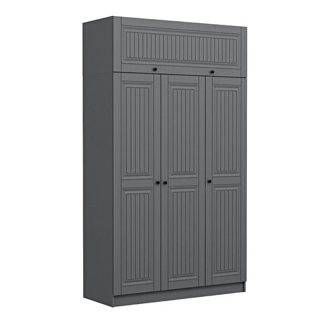 Kale 3 Kapaklı 2 İç Çekmeceli Dolap Ve Yüklük Antrasit Mebran İlkbahar 235CM