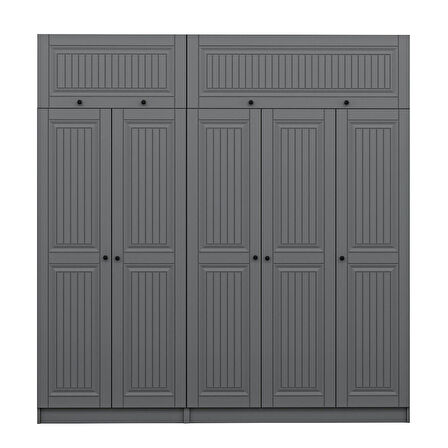 Kale 5 Kapaklı 2 İç Çekmeceli Dolap Ve Yüklük Antrasit Mebran İlkbahar 235CM