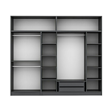 Kale 6 Kapaklı 2 İç Çekmeceli Dolap Ve Yüklük Antrasit Mebran İlkbahar 235CM