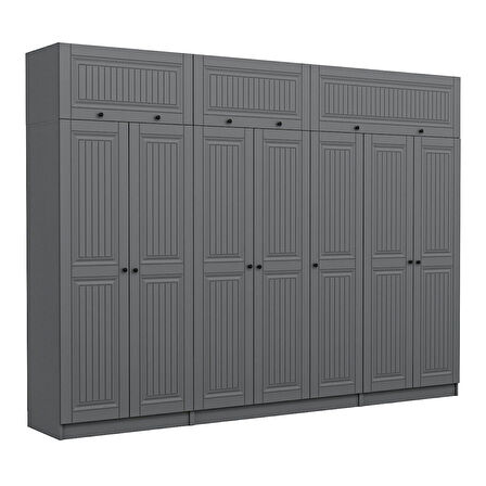 Kale 7 Kapaklı 2 İç Çekmeceli Dolap Ve Yüklük Antrasit Mebran İlkbahar 235CM