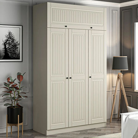 Kale 3 Kapaklı 2 İç Çekmeceli Dolap Ve Yüklük Kumtaşı Mebran İlkbahar 235CM