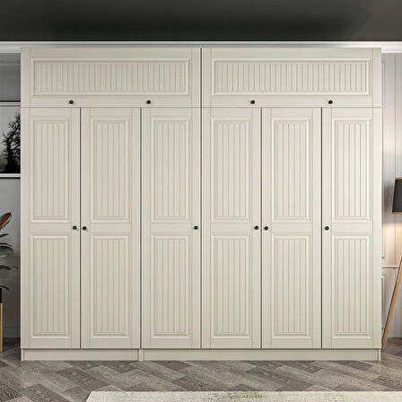 Kale 6 Kapaklı 2 İç Çekmeceli Dolap Ve Yüklük Kumtaşı Mebran İlkbahar 235CM