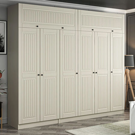 Kale 6 Kapaklı 2 İç Çekmeceli Dolap Ve Yüklük Kumtaşı Mebran İlkbahar 235CM