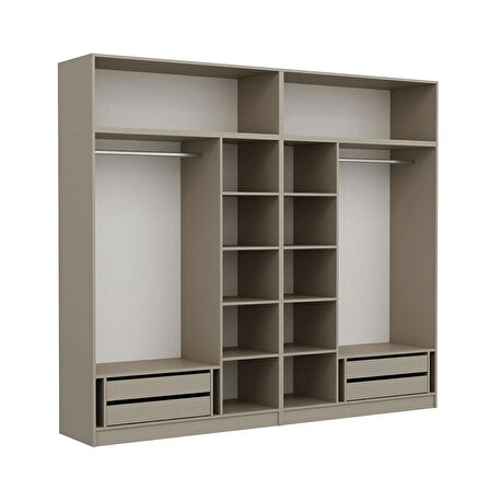 Kale 6 Kapaklı 4 İç Çekmeceli Dolap Ve Yüklük Kumtaşı Mebran İlkbahar 235CM