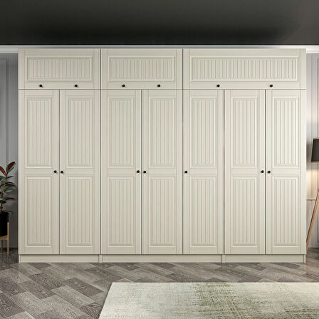 Kale 7 Kapaklı 2 İç Çekmeceli Dolap Ve Yüklük Kumtaşı Mebran İlkbahar 235CM