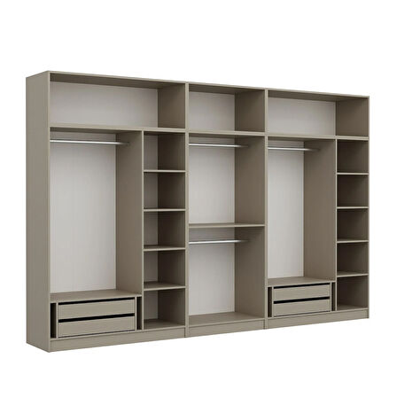 Kale 8 Kapaklı 4 İç Çekmeceli Dolap Ve Yüklük Kumtaşı Mebran İlkbahar 235CM