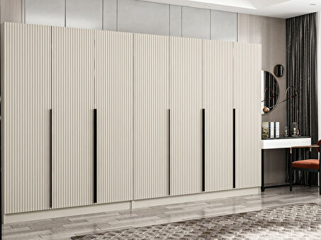 Kale Plus 7 Mebran Kapaklı 4 Çekmeceli Dolap Kumtaşı Mebran 210CM