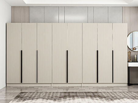 Kale Plus 8 Mebran Kapaklı 4 Çekmeceli Dolap Kumtaşı Mebran 210CM