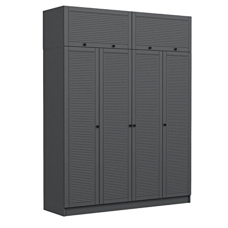 Kale 4 Mebran Panjur Kapaklı 2 Çekmeceli Dolap Ve Yüklük Antrasit 255CM