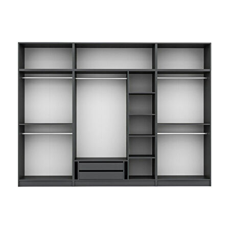 Kale 7 Mebran Panjur Kapaklı 2 Çekmeceli Dolap Ve Yüklük Antrasit 255CM