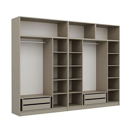 Kale 7 Mebran Panjur Kapaklı 4 Çekmeceli Dolap Ve Yüklük Kumtaşı 255CM