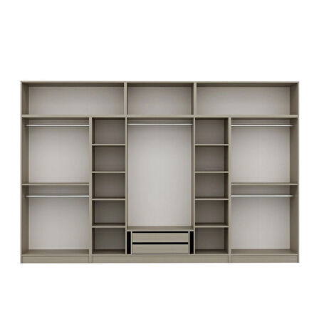 Kale 8 Mebran Panjur Kapaklı 2 Çekmeceli Dolap Ve Yüklük Kumtaşı 255CM