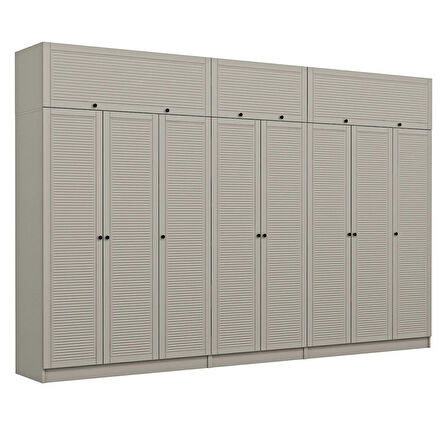 Kale 8 Mebran Panjur Kapaklı 4 Çekmeceli Dolap Ve Yüklük Kumtaşı 255CM