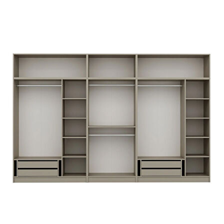 Kale 8 Mebran Panjur Kapaklı 4 Çekmeceli Dolap Ve Yüklük Kumtaşı 255CM