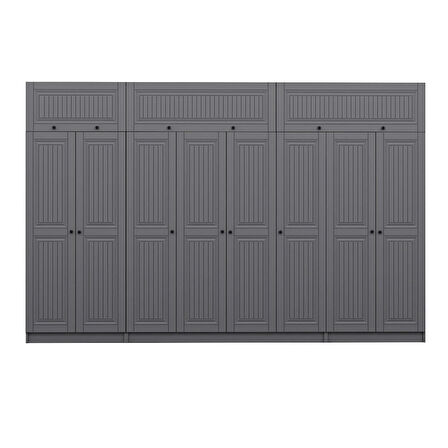 Kale 8 Kapaklı 2 İç Çekmeceli Dolap Ve Yüklük Antrasit Mebran İlkbahar 255CM