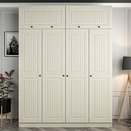 Kale 4 Kapaklı 2 İç Çekmeceli Dolap Ve Yüklük Kumtaşı Mebran İlkbahar 255CM