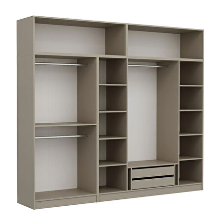 Kale 6 Kapaklı 2 İç Çekmeceli Dolap Ve Yüklük Kumtaşı Mebran İlkbahar 255CM