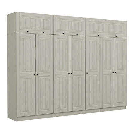 Kale 7 Kapaklı 2 İç Çekmeceli Dolap Ve Yüklük Kumtaşı Mebran İlkbahar 255CM