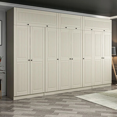 Kale 8 Kapaklı 2 İç Çekmeceli Dolap Ve Yüklük Kumtaşı Mebran İlkbahar 255CM