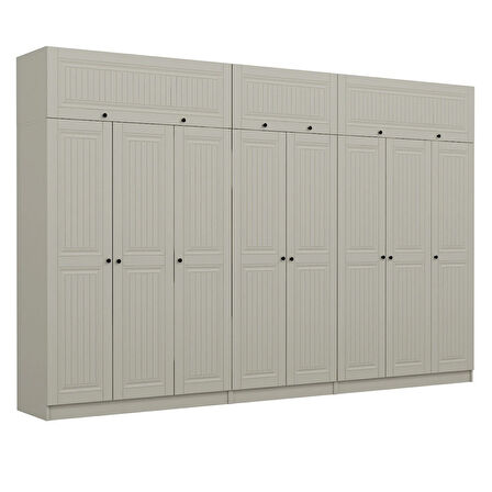 Kale 8 Kapaklı 4 İç Çekmeceli Dolap Ve Yüklük Kumtaşı Mebran İlkbahar 255CM