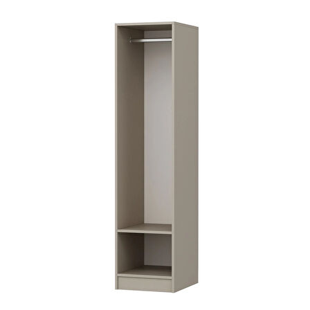 Minar Kale 1 Kapaklı Dolap Çizgili Mebran 210CM - Kumtaşı/Beyaz - Askılıklı