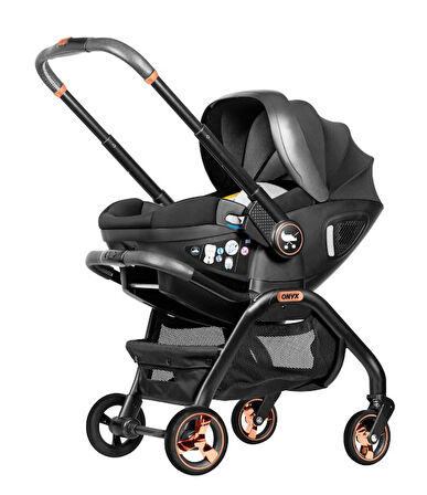 Merkür Bebe Onyx 2'si 1 Arada Oto Koltuğu Bebek Arabası Siyah