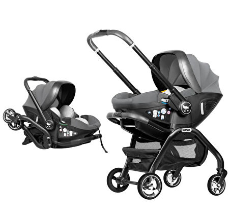 Merkür Bebe Onyx 2'si 1 Arada Oto Koltuğu Bebek Arabası Gri