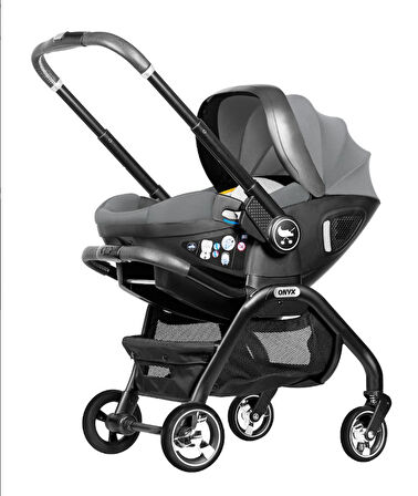 Merkür Bebe Onyx 2'si 1 Arada Oto Koltuğu Bebek Arabası Gri