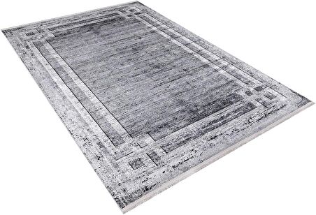 Modern Gri Dijital Baskı Yıkanabilir Hipoalerjenik Kaymaz Taban Halı Yolluk