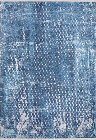 Modern Mavi Dijital Baskı Yıkanabilir Hipoalerjenik Kaymaz Taban Halı Yolluk