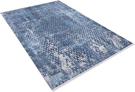 Modern Mavi Dijital Baskı Yıkanabilir Hipoalerjenik Kaymaz Taban Halı Yolluk