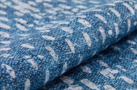 Modern Mavi Dijital Baskı Yıkanabilir Hipoalerjenik Kaymaz Taban Halı Yolluk